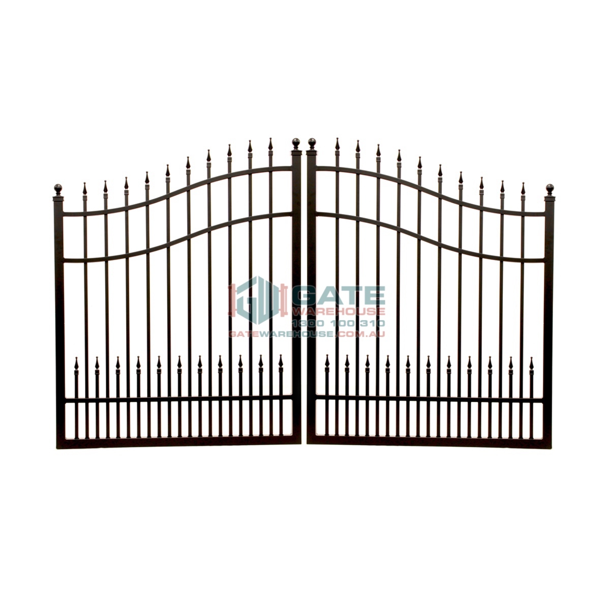 V0CW - Curve Top (Double Spears) - Double Aluminium Driveway Gates - Double Swing Gates - Gate Warehouse