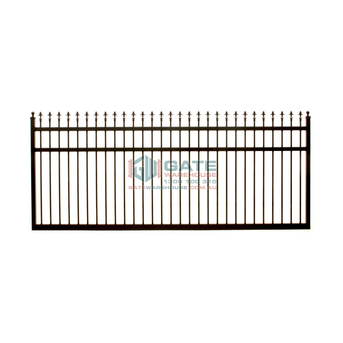 V0FS - Spear Top (Double Top Rail) - Single Aluminium Driveway Gate - Single Sliding Gate - Gate Warehouse